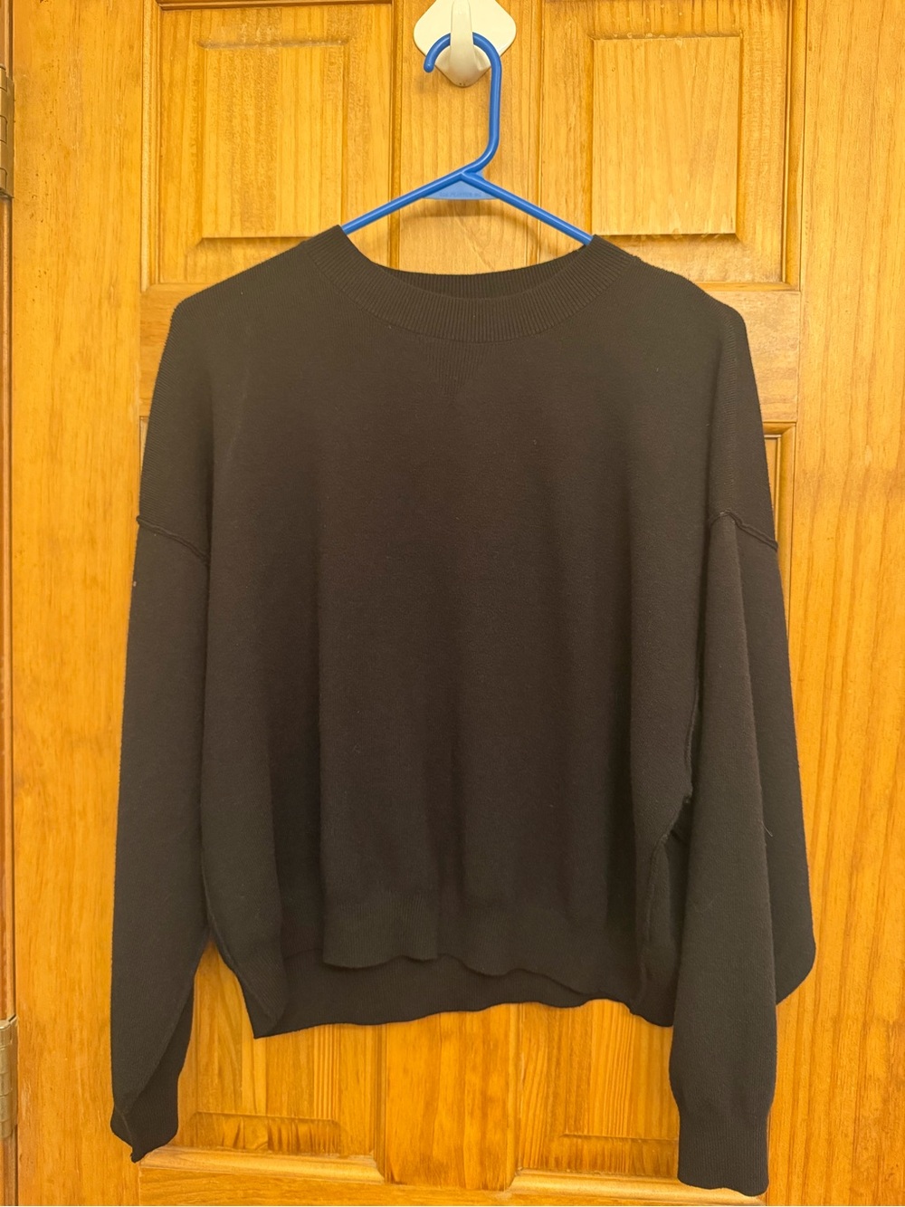Women's Black Crewneck Sweater — Relaxed Scoop Neck
